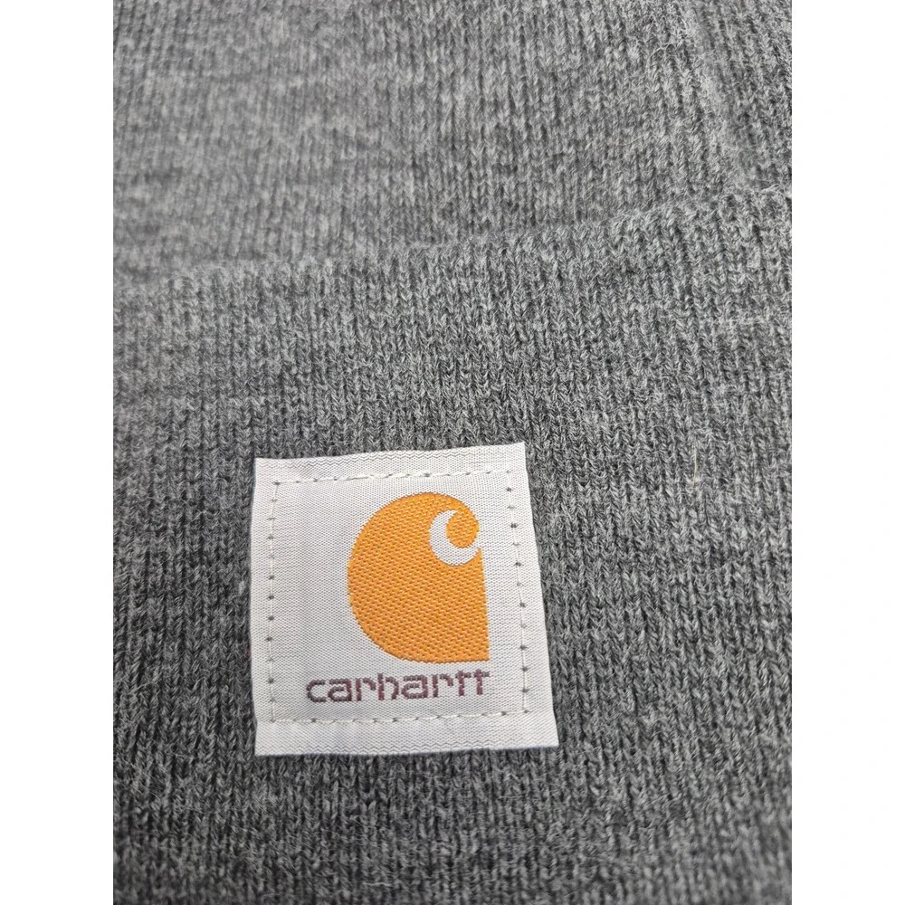 Carhartt Knit Beanie Hat Gray Cuffed Logo Patch‎ Men's